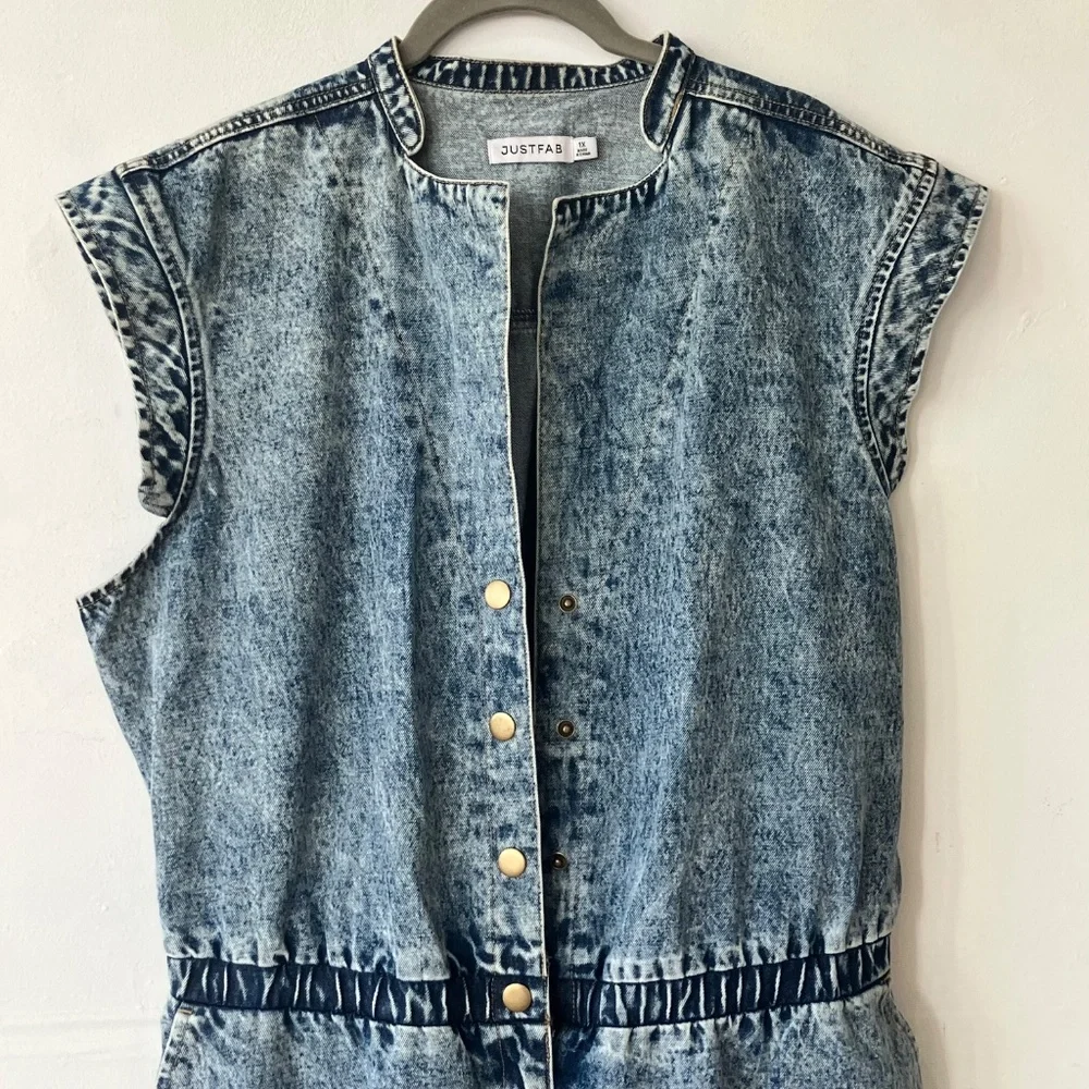 JustFab Acid Wash Jumpsuit - Picture 8 of 14